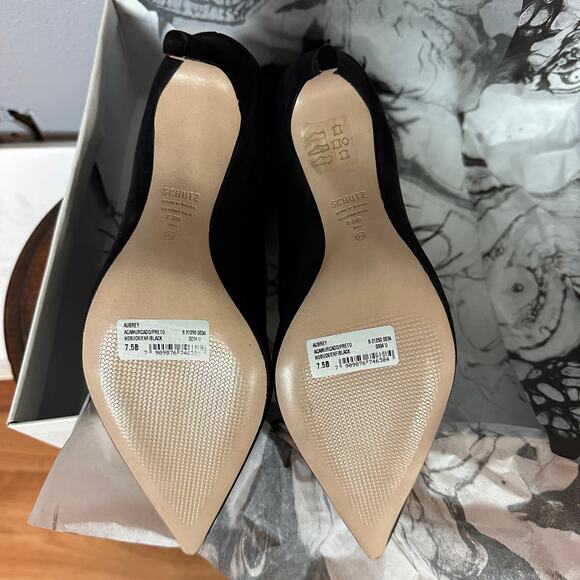 Schutz Black Suede Ankle Bootie SIZE 7.5 Boot Feather Stiletto Heel $228 NEW - Picture 10 of 12